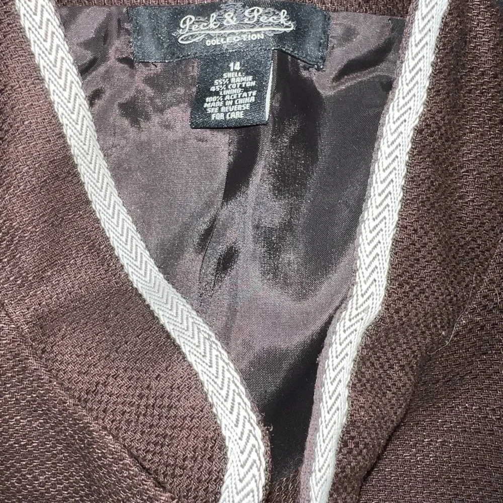 Peck&peck,14 oversized‎ button front pocketed,contrast stitching jacket/Blazer
